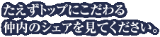 たえずトップにこだわる仲内のシェアを見てください。